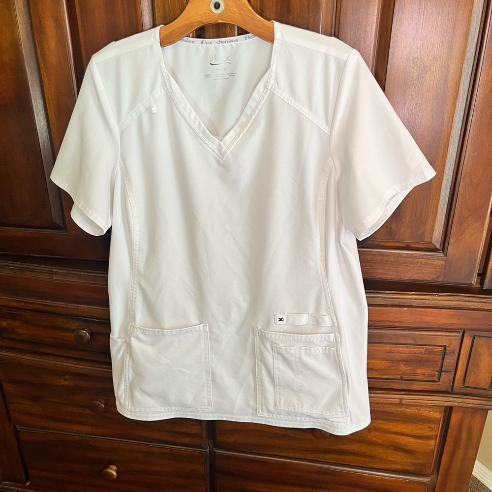 Cherokee iFlex White V-Neck Scrub Top